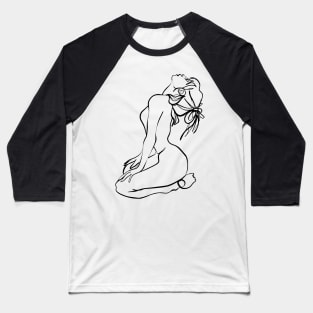 Simple And Aesthetic One Line Art Woman Baseball T-Shirt